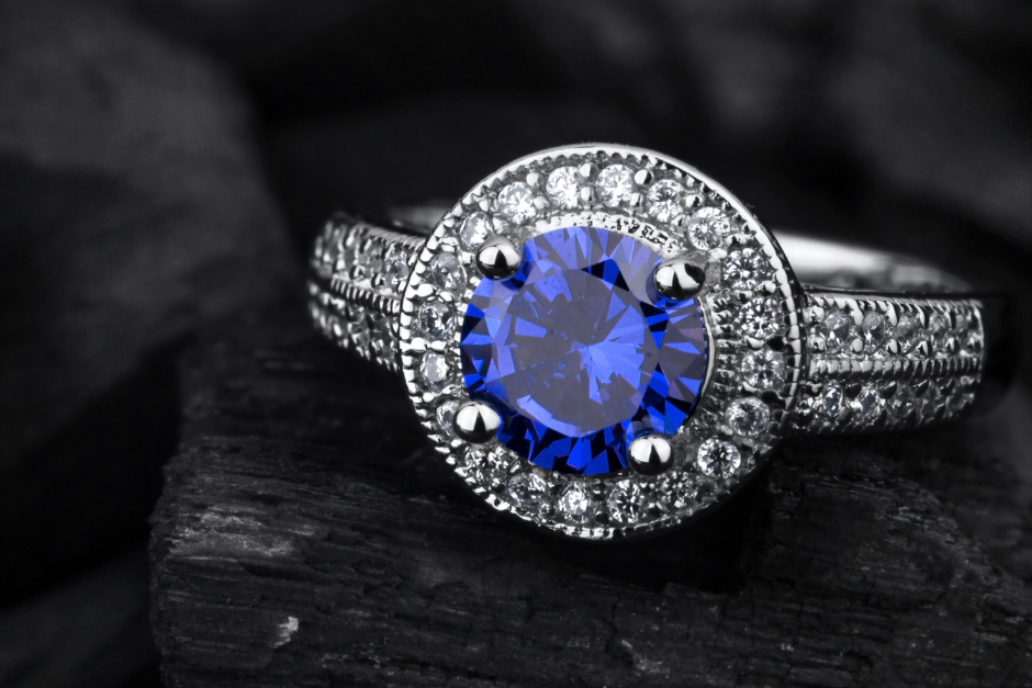 Diamond and sapphire ring waiting for a professional valuation.